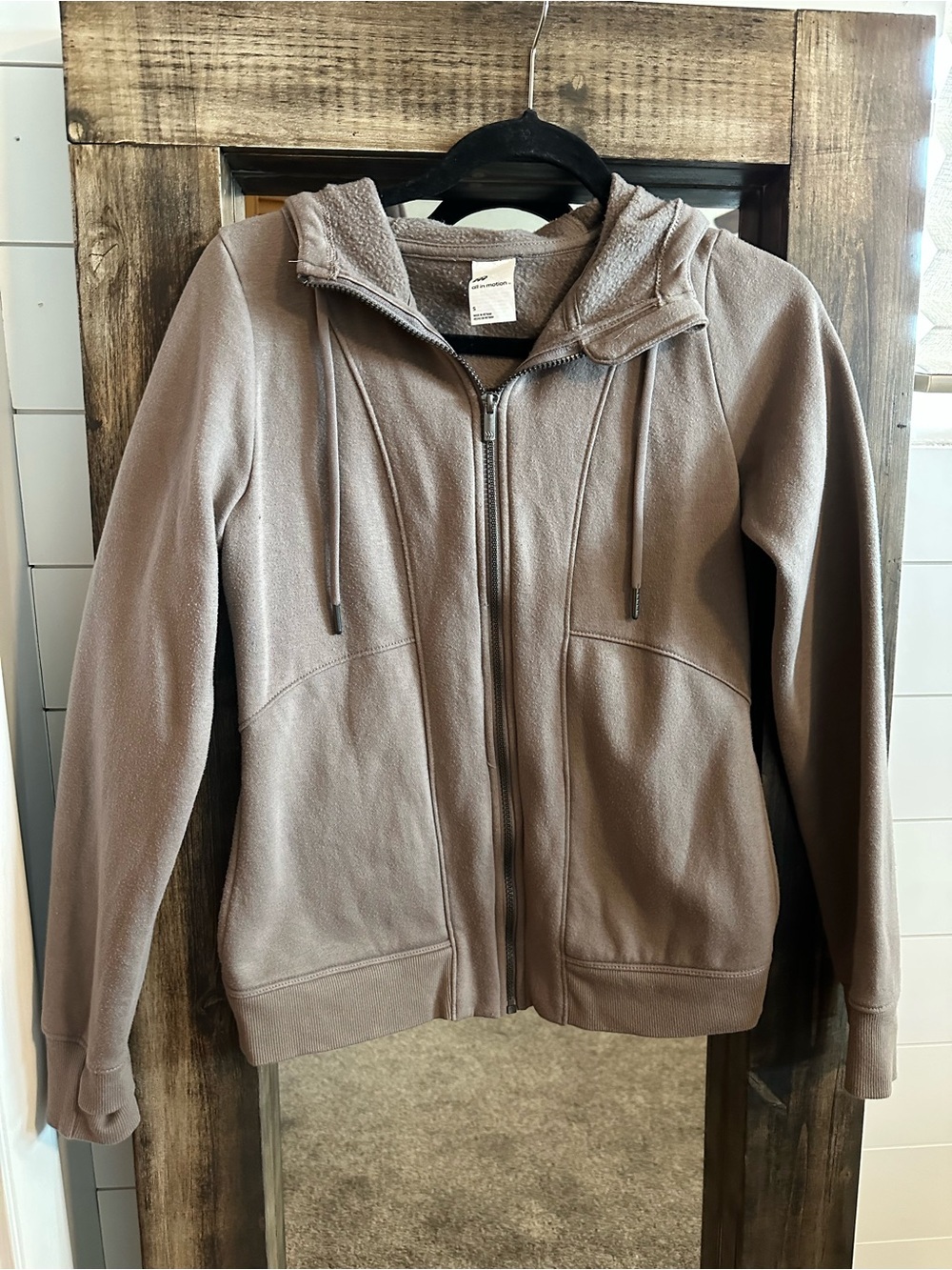 All In Motion Brown Zip Hoodie S Fleece athleisure Loungewear Gym Capsule